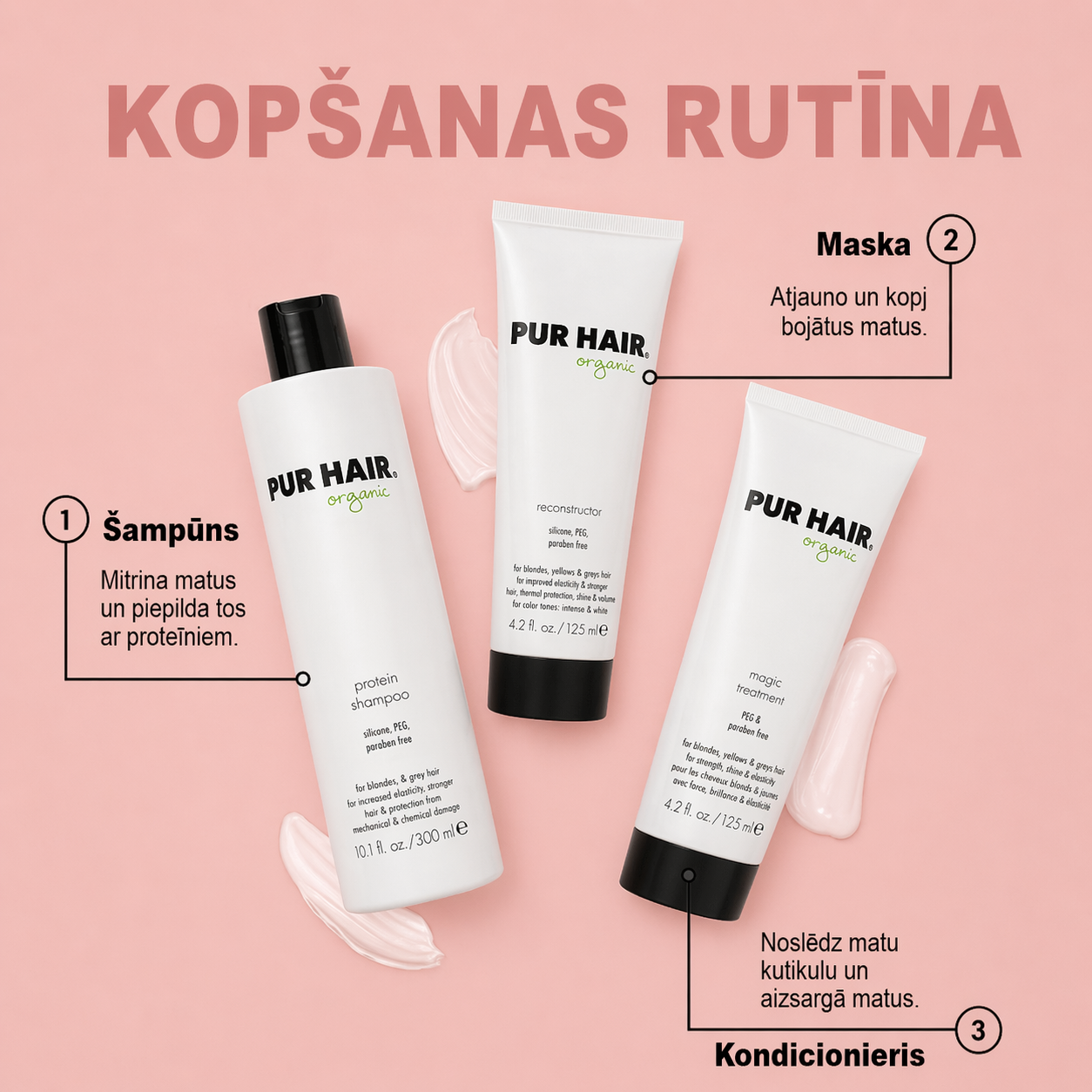 Balinātu un trauslu matu kopšanas komplekts