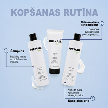 Dabīgi cirtainu un sausu matu kopšanas komplekts