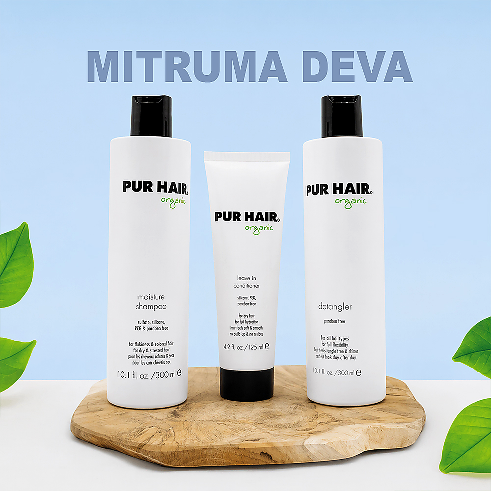 Dabīgi cirtainu un sausu matu kopšanas komplekts
